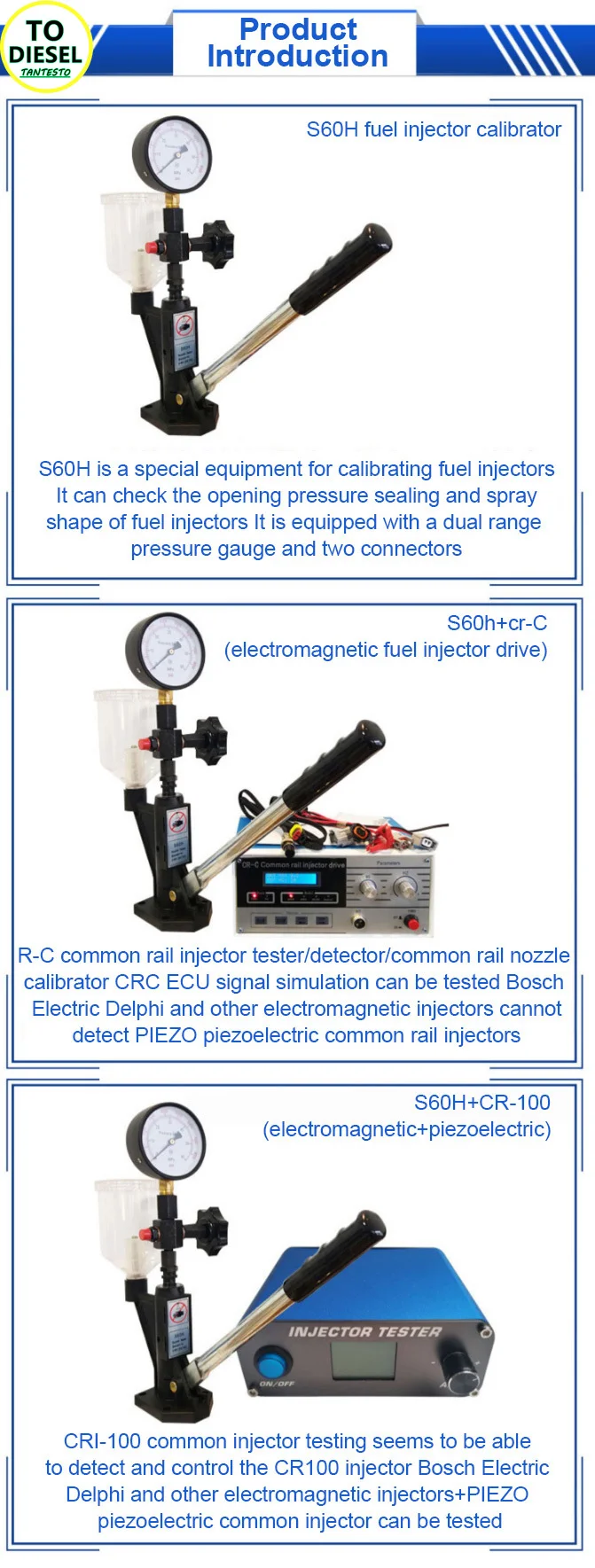 TODIESEL CR-C Multifunction Diesel Common Rail Injector Tester + S60H Nozzle Validator,Common Rail Injector Tester Tool&mdash;&mdash;（1 Set）