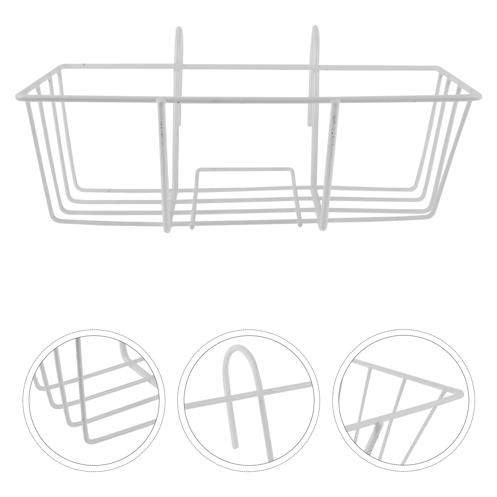 

White Hanger Hamper Ironwork Plant Shelf Decorative Bonsai Holder Product Storage Rack Rustproof Stand Flower Railing