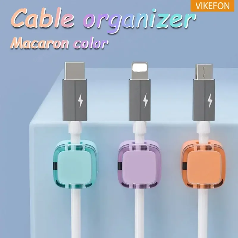 Macron Colorful Magnetic Clip Cable Organizer Smooth Adjustable Acrylic Universal Winder Under Desk Management Wire Keeper Cable