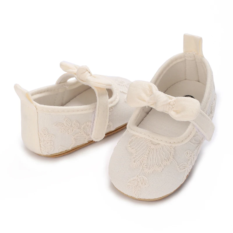 Apricot Colored Cute White Lace Baby Girl Princess Shoes Baby Shoes Butterfly Bow Tassel Rubber Sole Anti Slip Shoes Baby Shoes 4