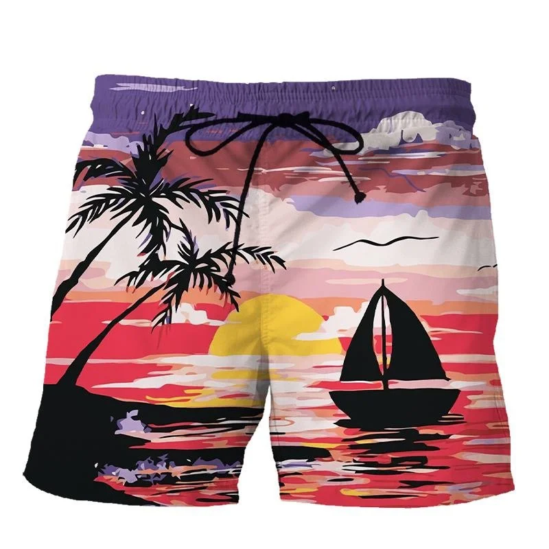Vendita Calda Pantaloncini Da Spiaggia Modello Palma Per Uomo Stampa 3D Piante Hawaiane Pantaloni Corti Casual Street Summer Pantaloni Corti Casual