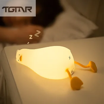 2022 LED Lying Flat Duck Silicone Night Light USB Charging 1