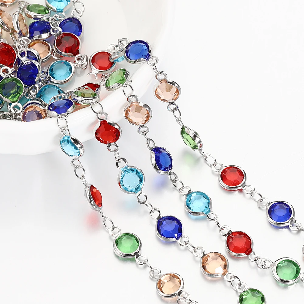 1 Meter/Los gemischte Farben Kristallglasperlen Kette Kupferkette für DIY Schmuckherstellung Halskette Armband Zubehör Materialien – Detail 3