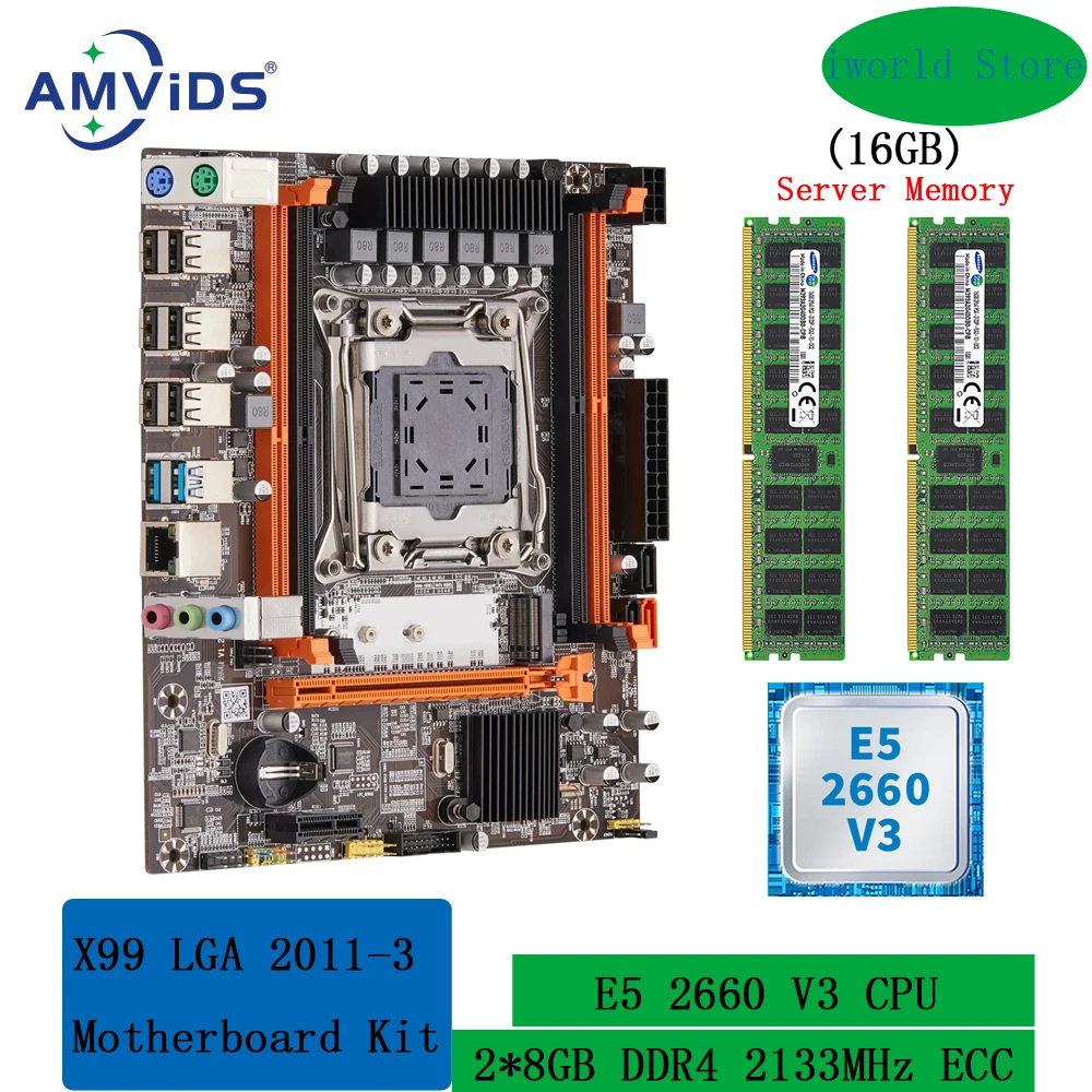 X99 Motherboard x99 Kit Xeon E5 2660 V3 CPU and 16GB DDR4 2133MHz 