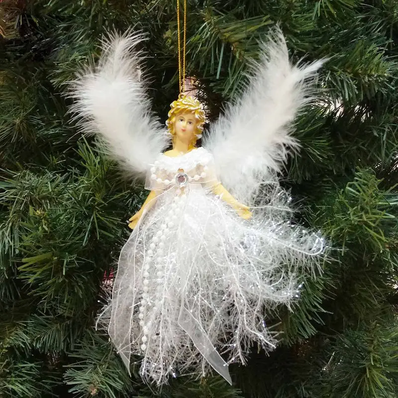 Christmas Angel Doll Pendant Cute Plush Angel With Wings Xmas Tree Hanging Decoration For Home Ornaments Noel Girl New Year Gift