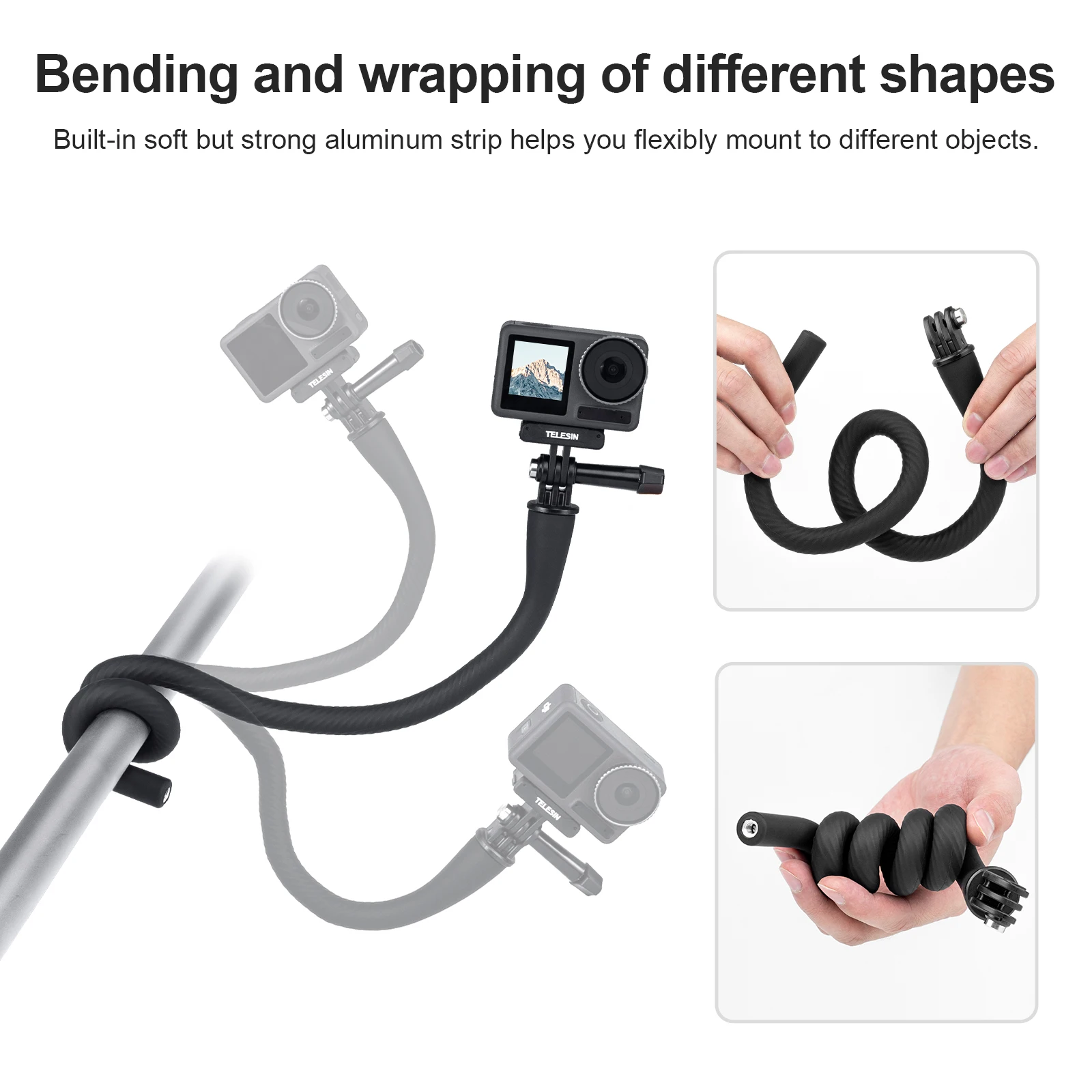 Telesin-mini Action Câmera Mount para Gopro Octopus Tripé Suporte do Telefone Suporte Flexível Insta360 Dji - Image 3