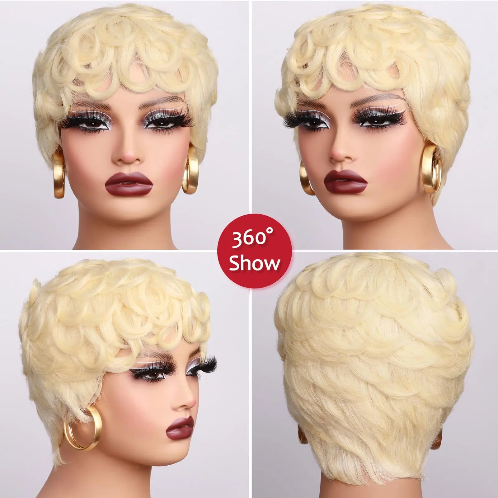 100%human 613 pixie wig 613 Pixie Cut Lace Front Human Hair Wig – Bold, Blonde, and  main image 2