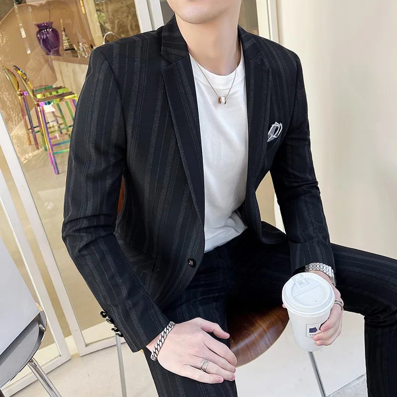 Spring and Autumn Business Leisure Suit for Men High-grade (suit + Trousers) Stylish and Handsome Two-piece Set M-5XL