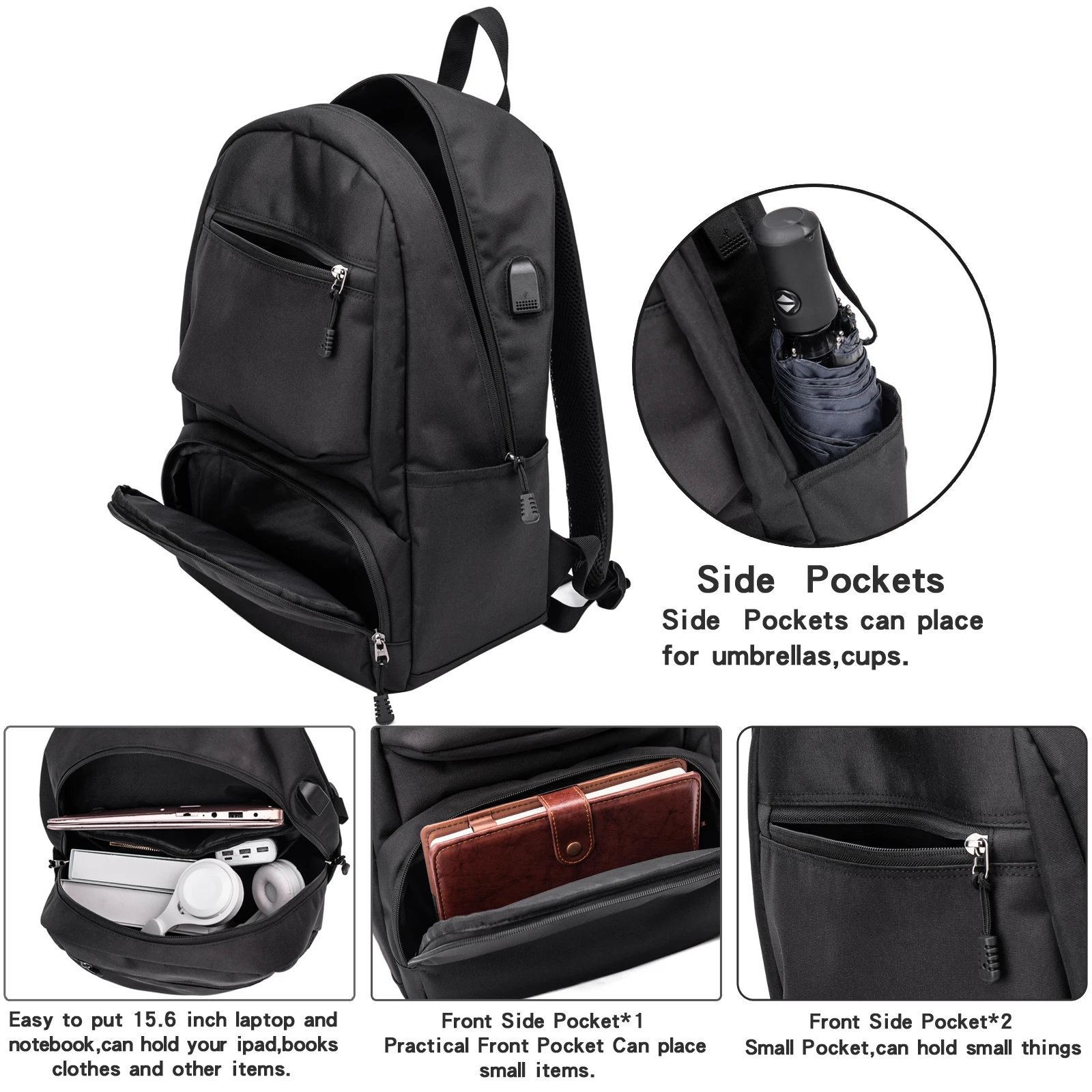 Mochila De Viaje Con Puerto USB Para Laptop De 17.3 Pulgadas - Unisex, Diseño Elegante Y Minimalista, Ideal Para Trabajo Y Aventuras