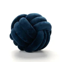 Scandinavian Wool Ball Pillow Three Strands of Rope Knotted Ball Pillow Handmade Knitted Velvet  Cushion Knot Window Cushion 1