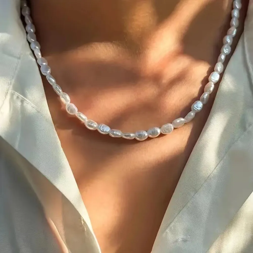 Imitation Pearl Choker Necklace Vintage Elegant
