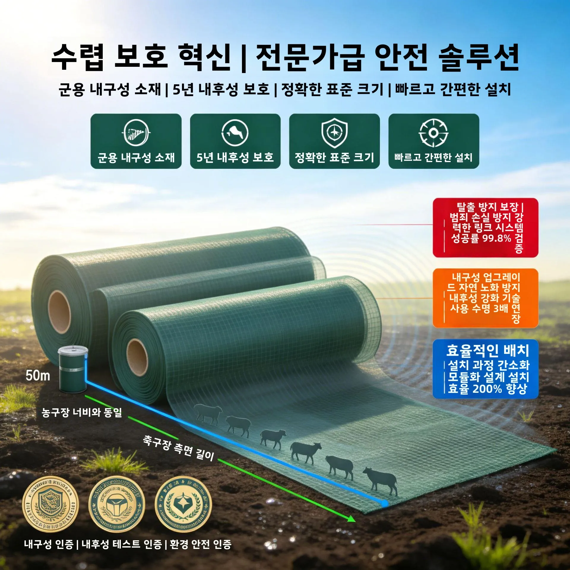 내구성 있는 암호화된 고벽형 양식 개구리 연못 탈출망 부식 방지 농업용 가축 야외 캠핑 여행 장비