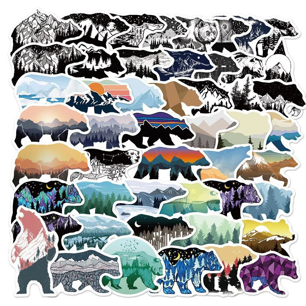 

10/30/50pcs Cool Grizzly Draw Stickers for Laptop Scrapbooking Water Bottle Tablet Waterproof Graffiti Supplie Kids Sticker Pack
