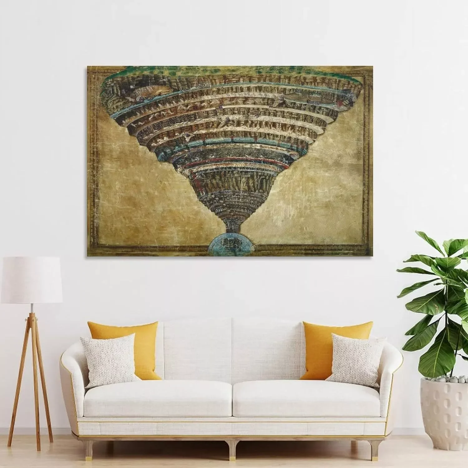 Sandro Botticelli La mappa dell'inferno Dante Stampa, poster su tela  artistico per la decorazione del soggiorno, immagine della parete di casa -  AliExpress, image size:1500x1500