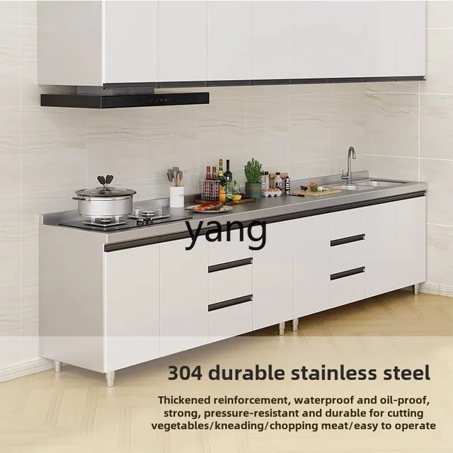 ตู้ครัวสแตนเลส LTT พร้อมอ่างล้างจาน ตู้เก็บของเรียบง่าย ตู้เตาแบบรวม 3