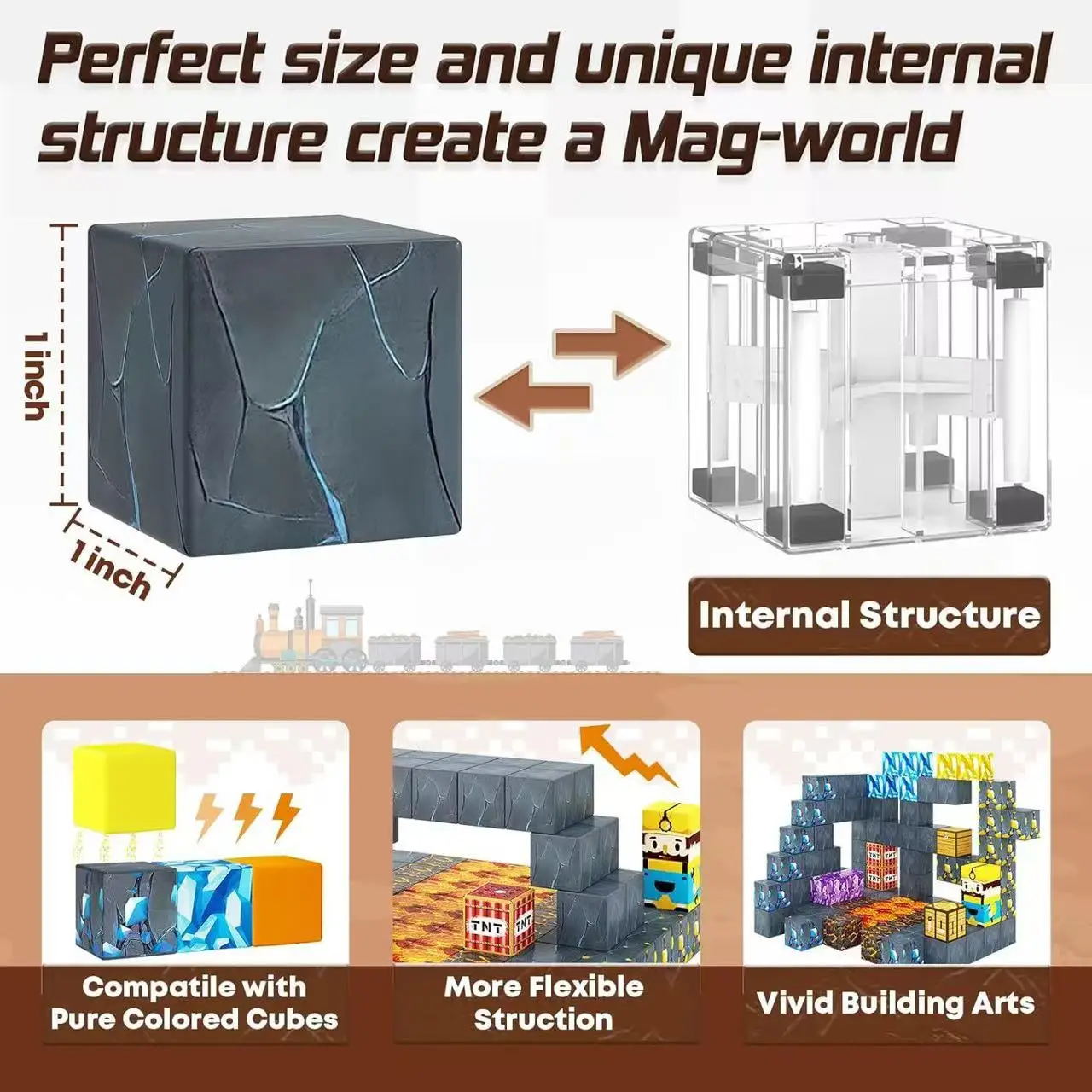 Magnetic Building Blocks for Kids 3+Educational Brain Development Toy DIY Creative Construction Kit with Sensory Cubes