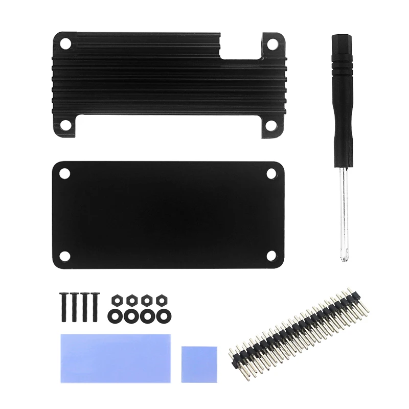 알루미늄 패시브 냉각 쉘 인클로저, 열 패드 GPIO 핀 헤더 포함, 라즈베리 파이 제로 2 W 케이스