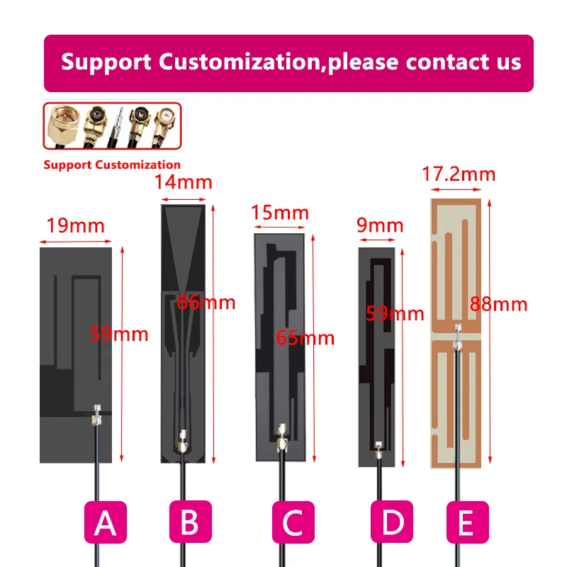 10PCS 5G 4G LTE 3G GSM 풀 밴드 유연한 PCB 패치 안테나 WiFi U.fl SMA 커넥터 600-6000MHz 내부 보드