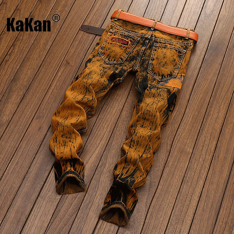Kakan - European and American Holes, Personalized Old Straight Jeans, New Slim Vintage Jeans, Men's K02-170