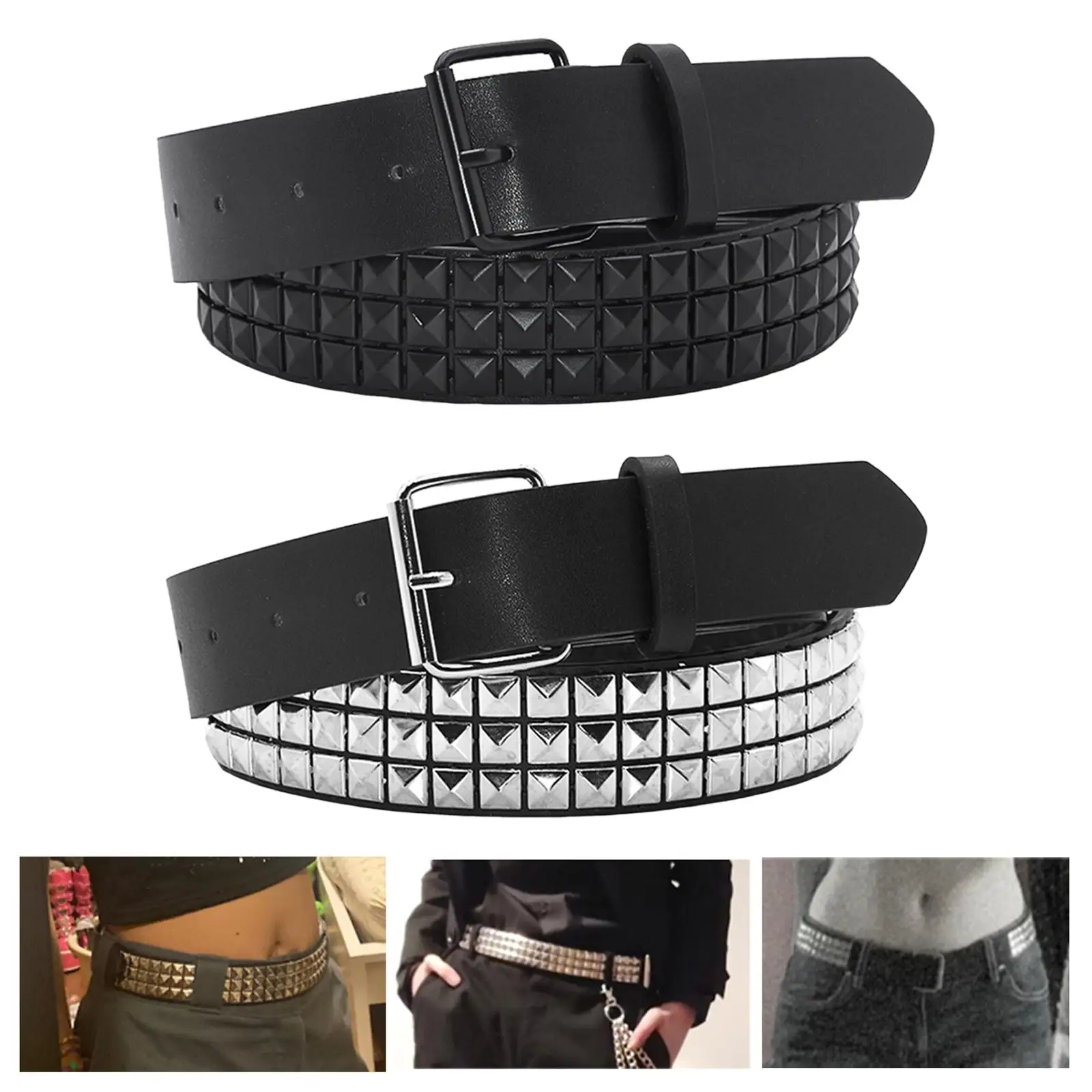 Fashion Rivet Belt Men Women\'s Studded Belt Punk Rock With Pin Buckle Belt Waistband
