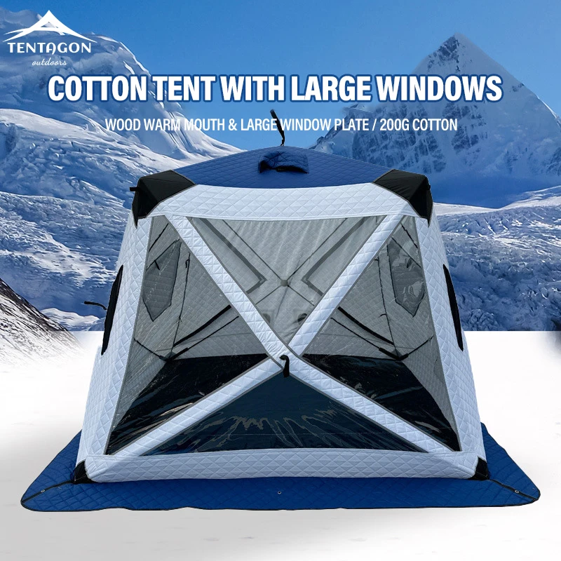 Outdoor Winter Fishing Tent Camping 3-4 Person Windows Quick Opening Tent Windproof Waterproof Camping Gadgets