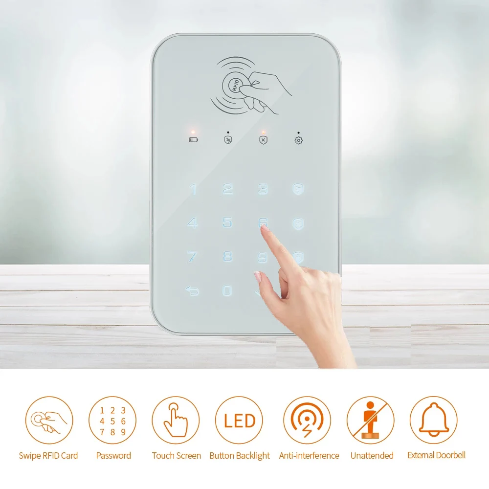 Gsm Alarm System Wireless Keyboard RFID Card Keypad for Burglar Alarm Host Control Panel 433Mhz PG103 107 W2B W3B W7B G30 G50 alarm control keypad