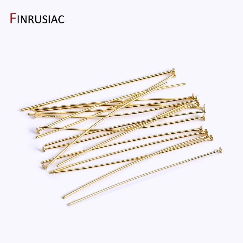 Gold Plated Brass Metal Ball Pins Eye Pins Flat Head Pins For Jewelry Making DIY Jewelry Pin Supplies 50PCS/lot