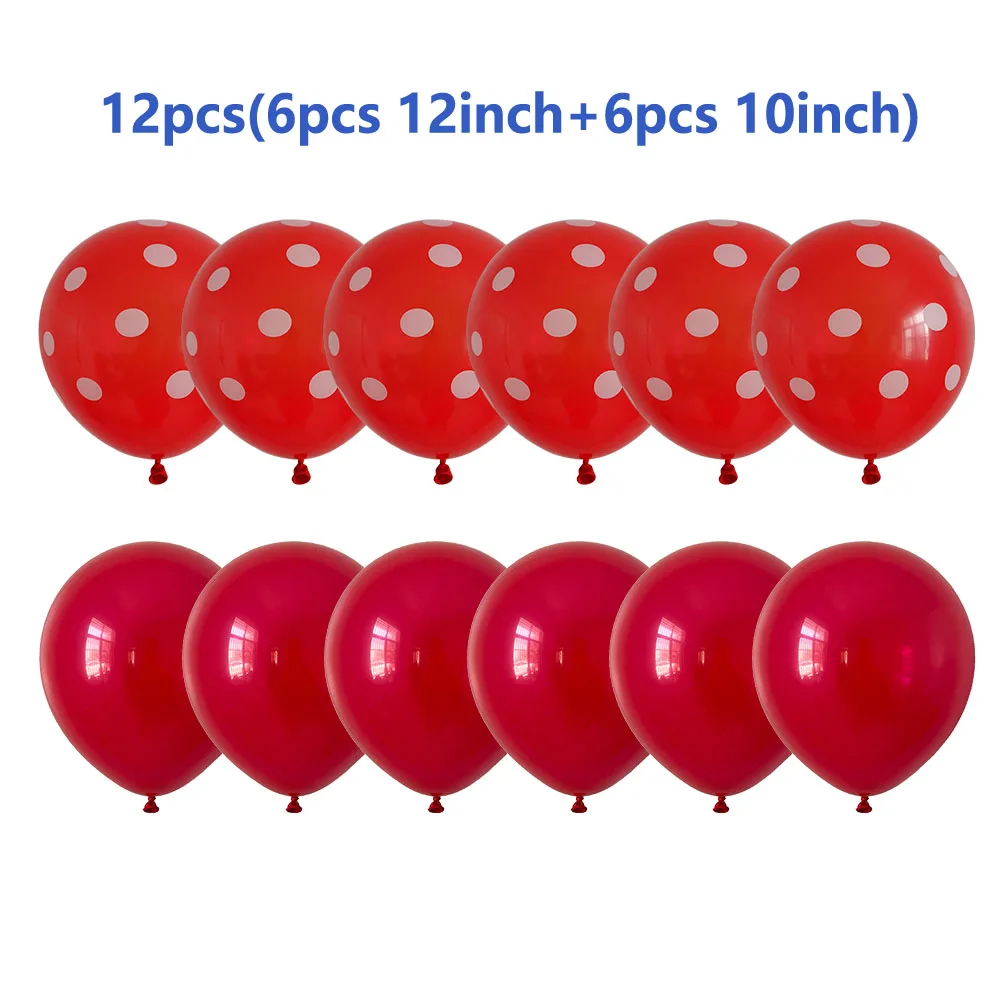 thumbnail image 1 of 12 globos de látex de 12 pulgadas con lunares rojos, negros, azules y verdes, decoración para fiestas de cumpleaños de mariquitas, suministros para fiestas de baby shower para niñas, 1 of 5