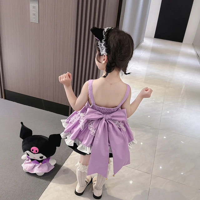 Kawaii Sanrio Kuromi Vestido Infantil, Desenhos Animados Anime, Manga  curta, Vestidos Princesa Lolita, Roupas de Bebê, Presente Bonito, Festa de  Verão