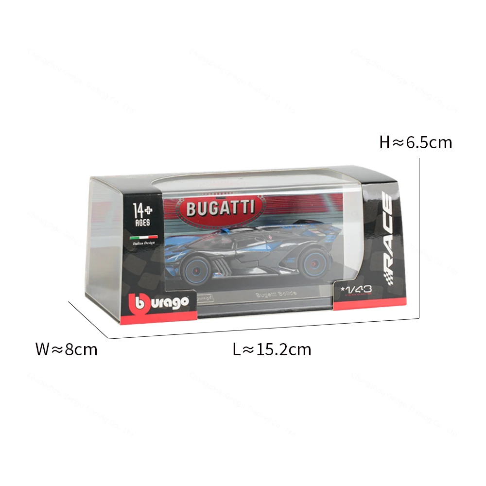 Bburago 1:43 Bugatti Bolide Static Die Cast Vehicles Collectible Model Racing Car Toys Acrylic Box 3