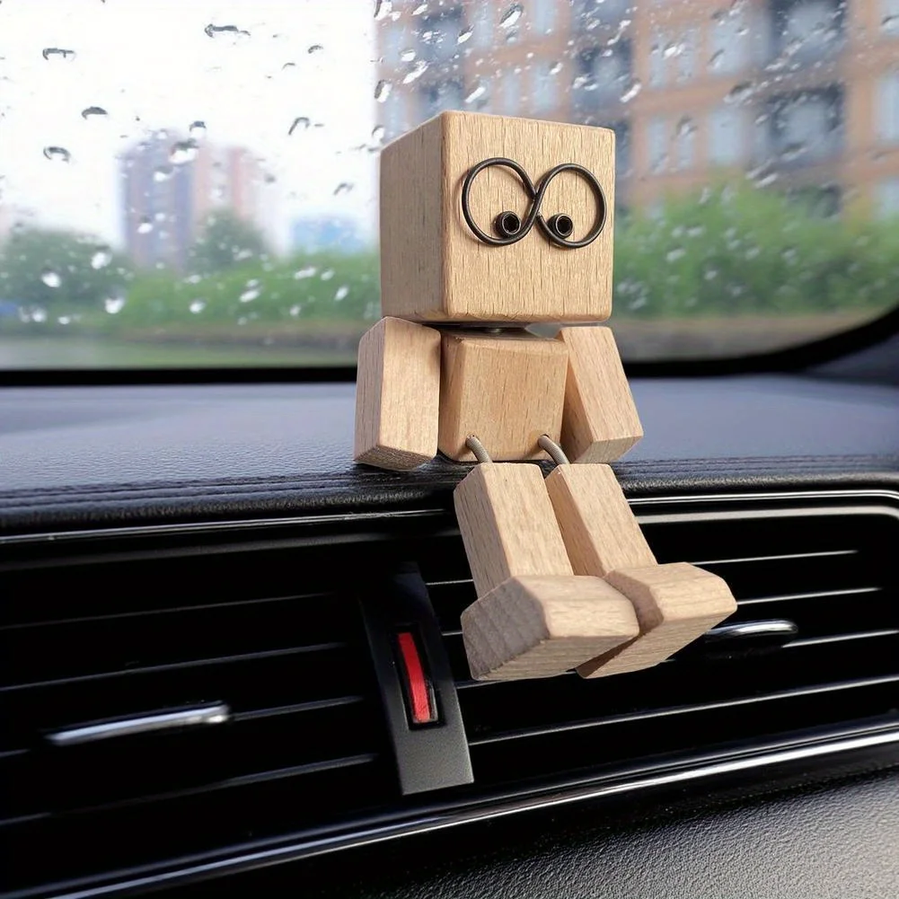 Shaking wooden doll figurine funny shaking head car dashboard decoration car accessories car ornaments creative gifts