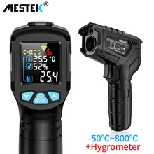 Mestek Infrared Thermometer Non-contact Temperature Meter Termometro Color LCD Screen IR02C Digital Thermometer With Humidity