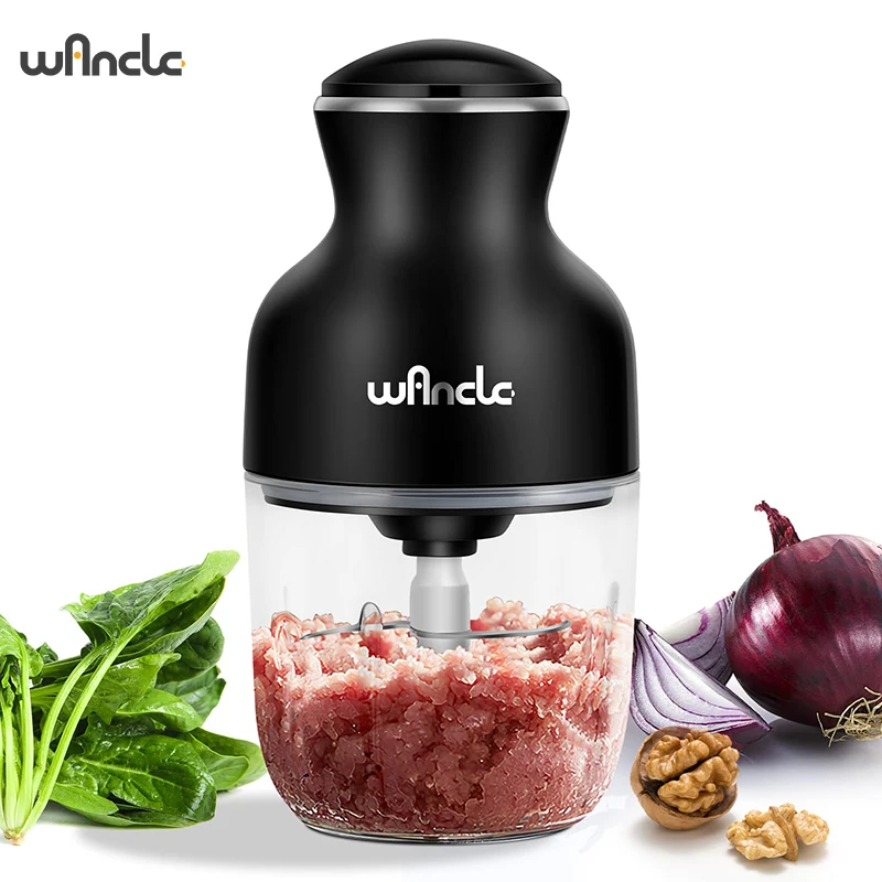 Wancle 0.6L Household Meat Grinder Food Processor Stainless Steel Blade 350W High Power Vegetable Fruit Chopper Kitchen Grinder high quality 7 level grinding system wireless switch 3 4 hp 560w kitchen disposer food waste processor