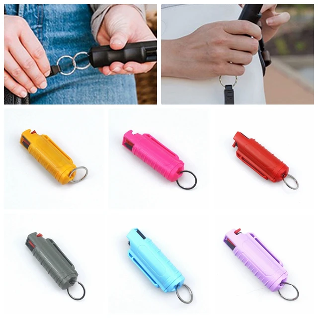 Hordozható Újrafelhasználható Önvédelem Paprika Spray-Tartály Palack Műanyag Nyomás Típusú Spray-Kulcstartó Nők Farkasálló Kulcstartók - Image 2