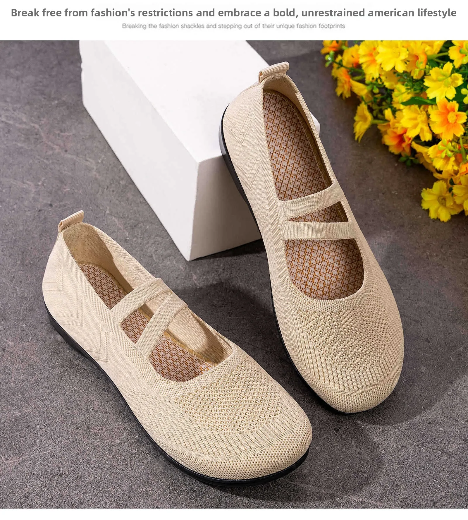 أحذية نسائية خفيفة الوزن من النسيج الشبكي، أحذية باليه كاجوال، أحذية ماري جين، أحذية مسطحة للسيدات، أحذية صيفية