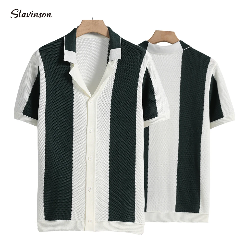 Men's Short Sleeve Summer Shirts Retro Knit Lapel Business Soft Light Casual Breathable Polo Knitwear Tops US Size 14 S2020eedacada4076a2e3cab536fea5a1C
