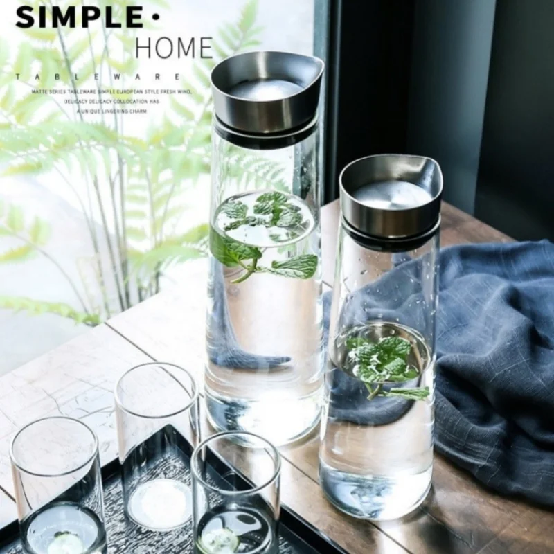 Carafe Eau 2l Pichet En Verre De 64 Oz Avec Couvercle à Ouverture, Carafe à Eau éTanche,6084 Carafe A Spritz