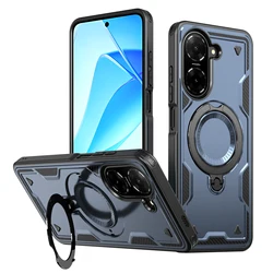 Enhanced Armor Magnetic Shockproof Case with Wireless Charge Stand for Redmi A7 (TH - Blue)