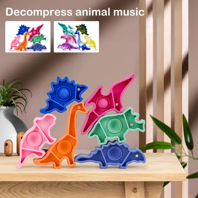 6Pcs Dinosaur Stacking Toys Silicone Dinosaur Balance Blocks Parent-children Toys Dinosaur Stacker Set for Kids Ages 3+ 1
