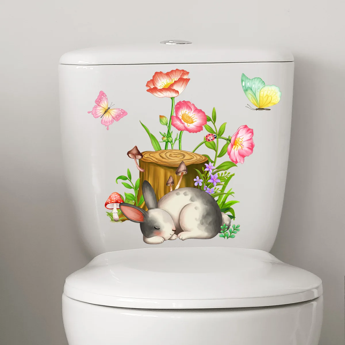 25*30cm Flower Butterfly Bunny Cartoon Wall Sticker Toilet Sticker Living Room Bedroom Study Restaurant Decorative Wall Sticker pet litter toilet bedding box potty trainer toilet pet pan for guinea pig bunny drop shipping