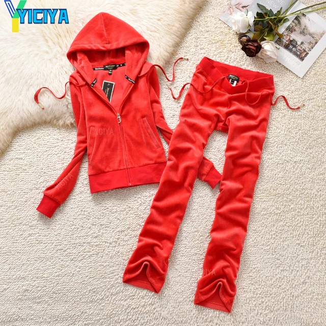 YICIYA Juicy Tracksuit Spring/Fall 2022 Women's Brand Velour Tracksuit Suit Women Velvet Zipper Sweatshirt And Pants Fat Sister
