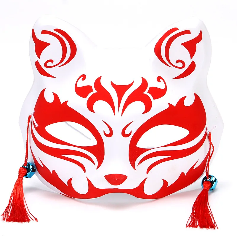 Face Mask Party Masks Masquerade Mask 3d Face Masks Anime Foxes Mask Japanese Cosplay Rave Hand-Painted Cartoon Demon Slayer Half Face Cat Masks Masquerade Festival Party Props