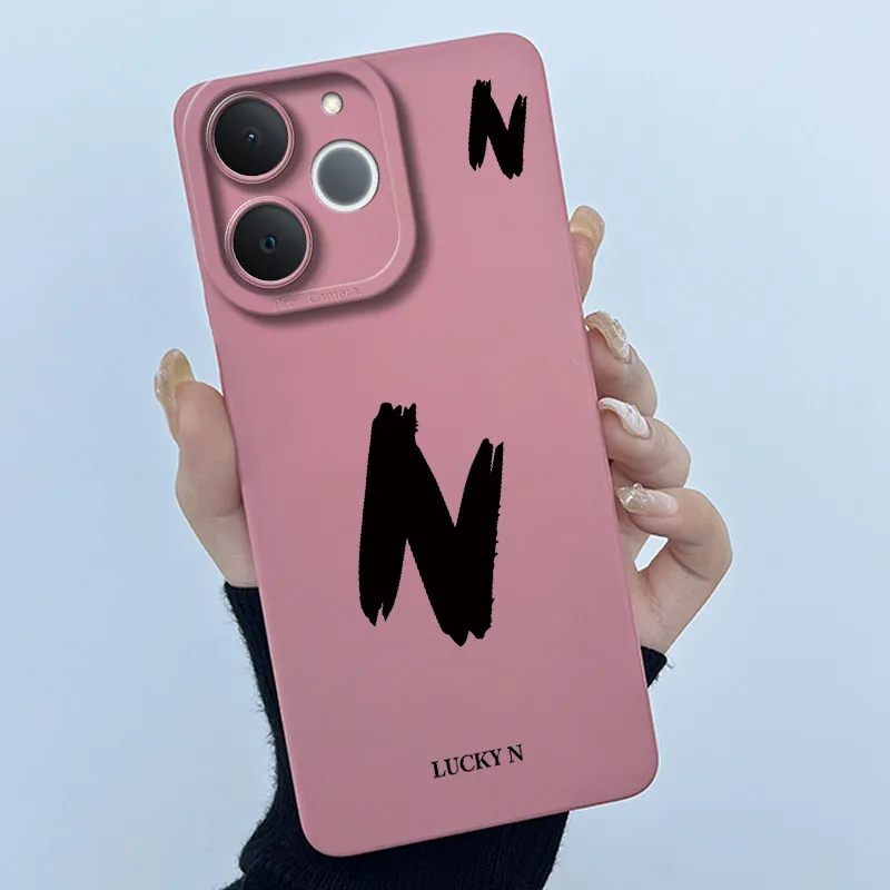 Cute Initial Letters Shockproof Soft Silicone Phone Case Cover Bumper