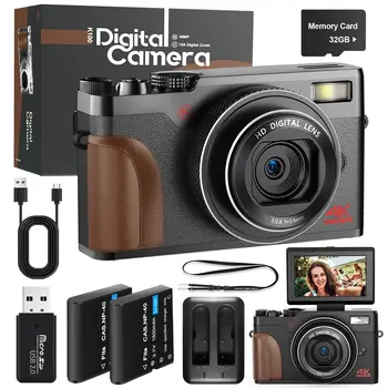NBD 56MP Digital Cameras for Photography, 4K Autofocus Digital Cameras with 32GB TF Card & 2 Batteries,18X Digital Zoom 1
