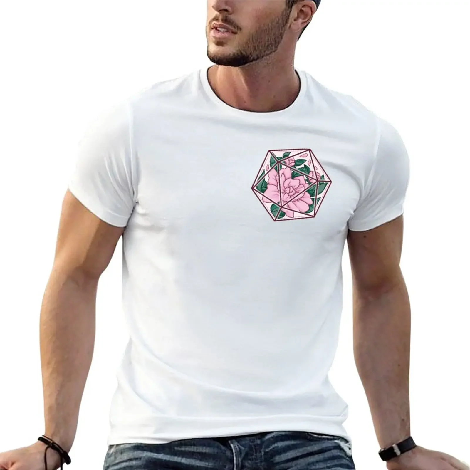 

D20 - Peonies T-Shirt kawaii clothes anime shirts graphic tees slim fit t shirts for men