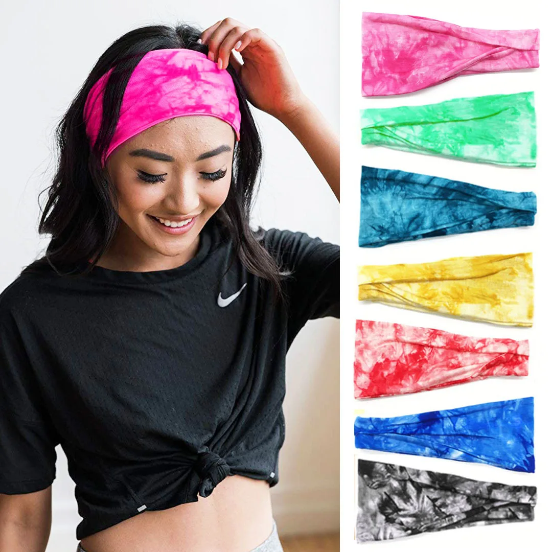 Tie Dye Cycling Yoga Sport Sweat Headband Men Sweatband For Men Women Yoga Hair Bands Head Sweat Bands Sports Safety fashionable sunglasses sports protective goggles transparent safety polarized eyewear accessories for women men runing cycling