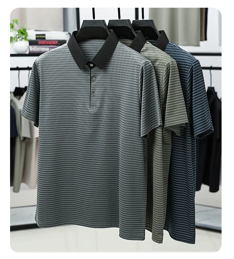 BROWON Brand 2025 Summer Man's Branded Polo Shirt Thin Striped Design Short Sleeve Retro Style Office Work Polo Shirt for Man 18 S20217db3c05e47eb8454f285b87c37abm