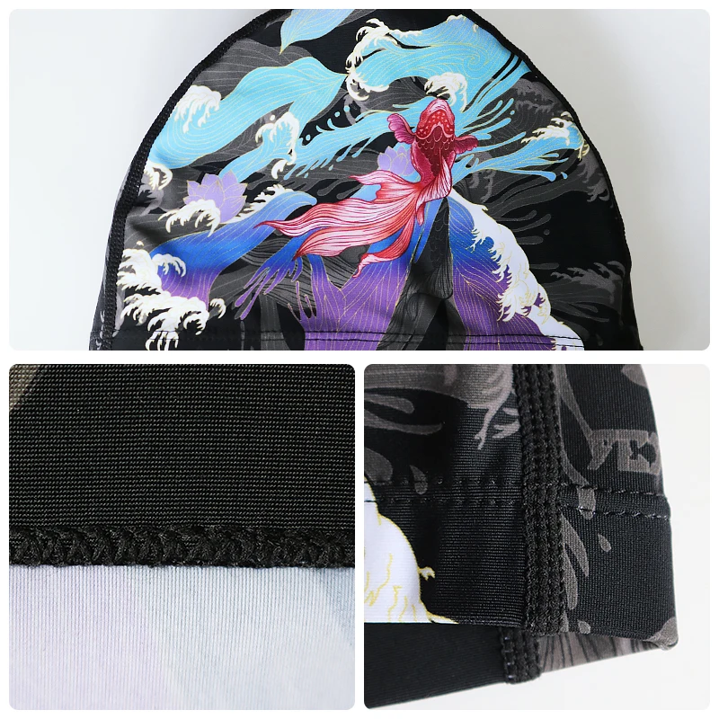 Unisex Chinese Style Swimming Cap Hats Accessories For Man Women Kids Youngs Waterproof Fishtail 3