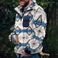 Retro Ethnic Sweatshirt Men Jackets Thicken Fluffy Fleece Coat Button Collar Double Sided Plush Themal Hoodie Male Pullover Tops - Image 2