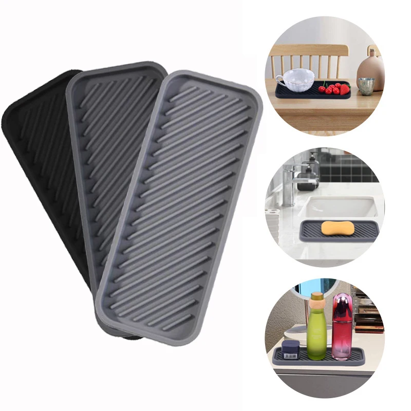 Silicone Drain Pad Drying Mat Non-slip Drain Mats Heat Resistant Draining  Tableware Water Filter Table Placemat Kitchen Utensils